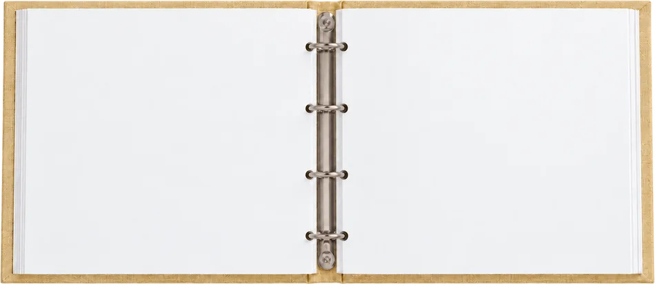 Open Butter square ring-bound Podari album with blank pages