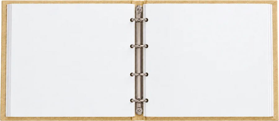 Open Butter square ring-bound Podari album with blank pages